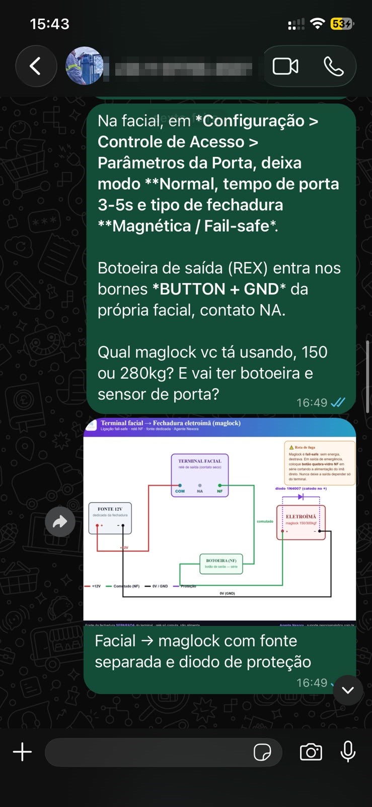 Print real de suporte técnico